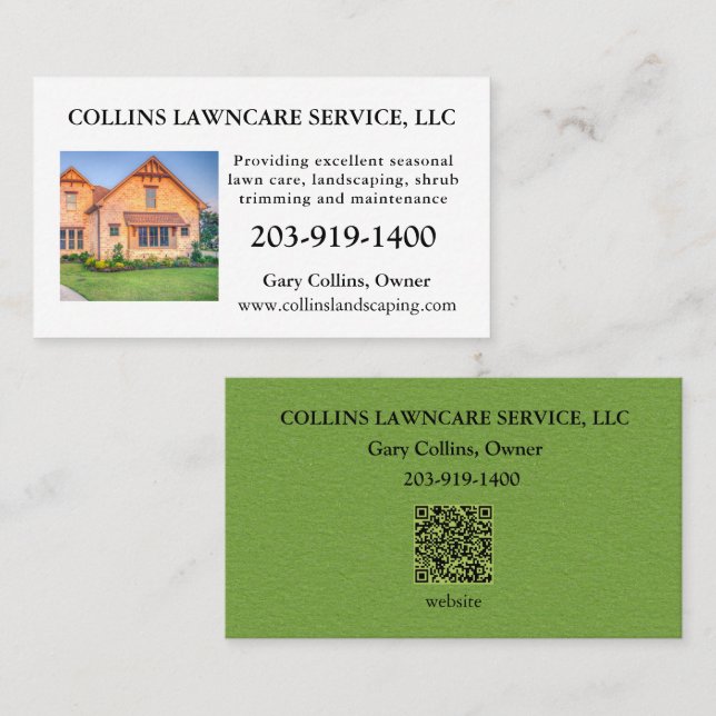 Lawn Care Landscaping Services Photo Business Card (Front/Back)