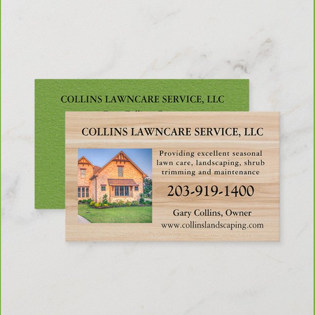 Lawn Care Landscaping Services Photo Business Card (Creator Uploaded)
