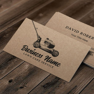 Lawn Care & Landscaping Vintage Mower Rustic Kraft Business Card