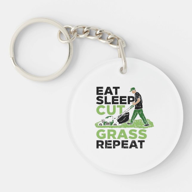 Lawn-Care Lawn-Mower Gardener Key Ring (Front)