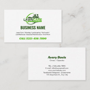 Lawn Care Logo Landscaping Mowing Yard work Business Card