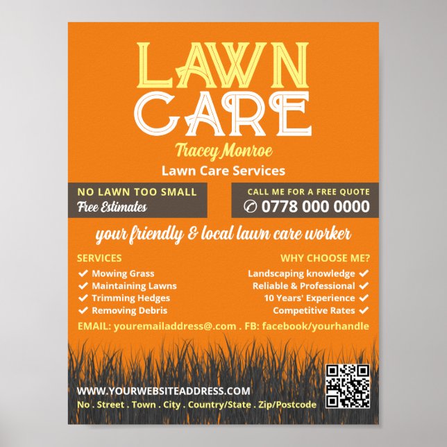 Lawn Care Logo, Lawn Care Services Poster (Front)