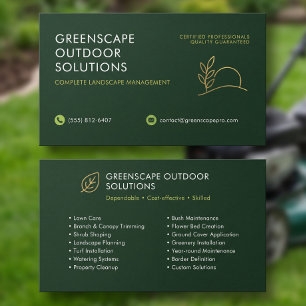 Lawn Care Minimalist Green Custom Logo Business Card
