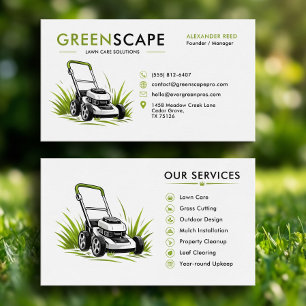 Lawn Care Modern Green Lawnmower Custom Business Card
