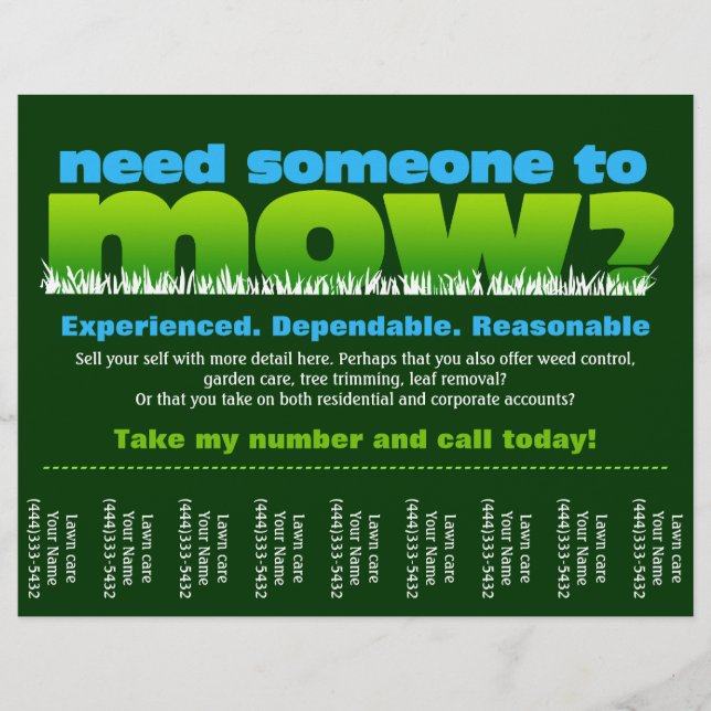 Lawn Care Mow Grass Landscaper Flyer (Front)