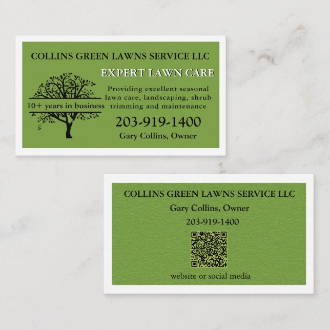 Lawn Care Mowing Landscaping  Business Card (Front/Back)
