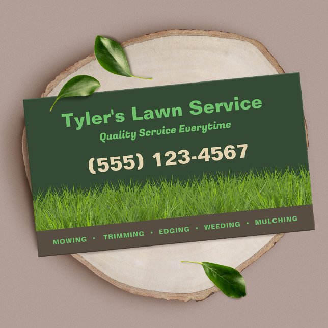 Lawn Care Mowing Landscaping Earthy Business Card (Creator Uploaded)