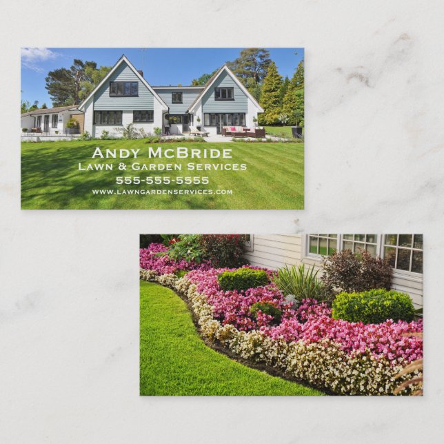 Lawn Care Professional Garden Landscaping Business Card (Front/Back)