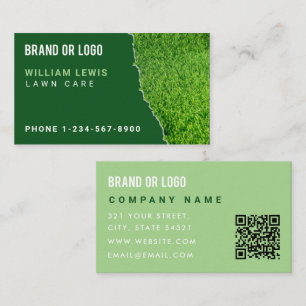 Lawn Care Repair Landscaping Mowing QR Code Business Card