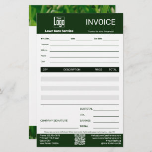 Lawn Care Service Business Invoice Stationery