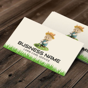 Lawn Care Service Cute Llama Landscaping Business Card