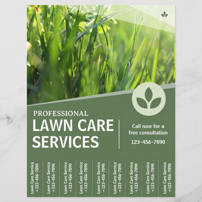 Lawn Care Service Flyer With Tear Off Strips (Front)