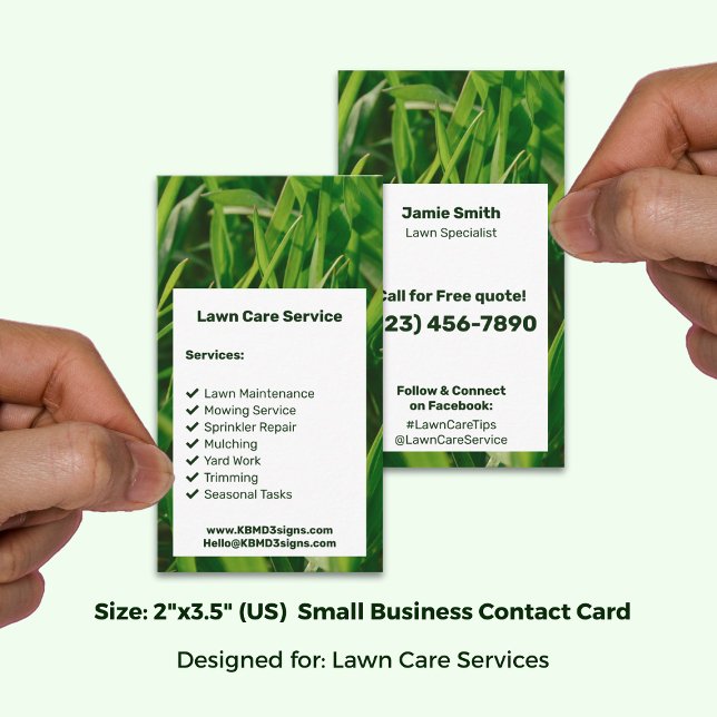 Lawn Care Service Green White Call Today Business Card (Lawn Care Service Green White Call Today Business Card; Size 2x3.5 Inch (US))