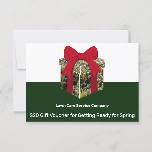 Lawn Care Service Holiday Season Gift Voucher Card (Front)