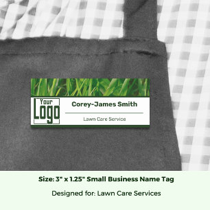 Lawn Care Service Logo Image White Green Name Tag