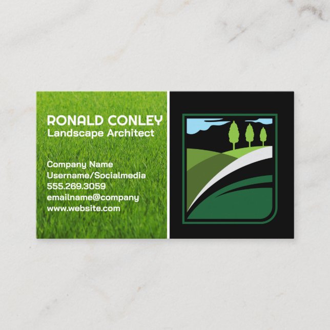 Lawn Care Service Logo | Landscaping Gardening  Business Card (Front)