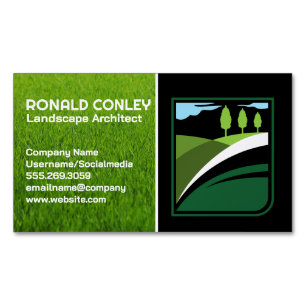 Lawn Care Service Logo   Landscaping Gardening  Magnetic Business Card