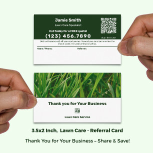 Lawn Care Service Logo Thank You  Referral Card
