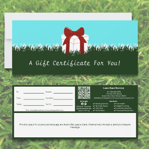 Lawn Care Service Personal Note Gift Certificate