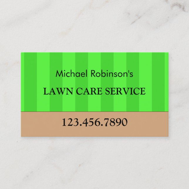 Lawn Care Service Simple Green Grass Maintenance Business Card (Front)