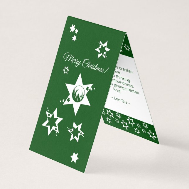 Lawn Care Service White-Green Christmas Stars Card (Front)