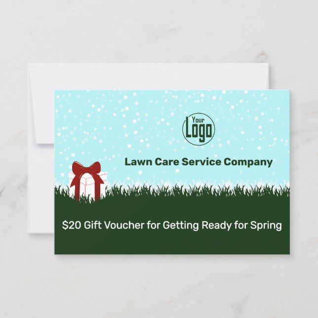 Lawn Care Service Winter Season Gift Voucher Card (Front)