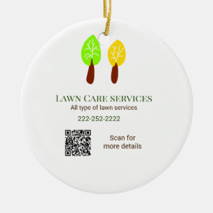 Lawn care services add name q r code website email ceramic tree decoration