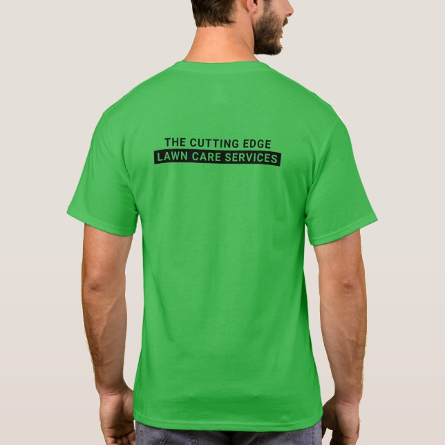 Lawn Care Services Bold Typography Green T-Shirt (Back)
