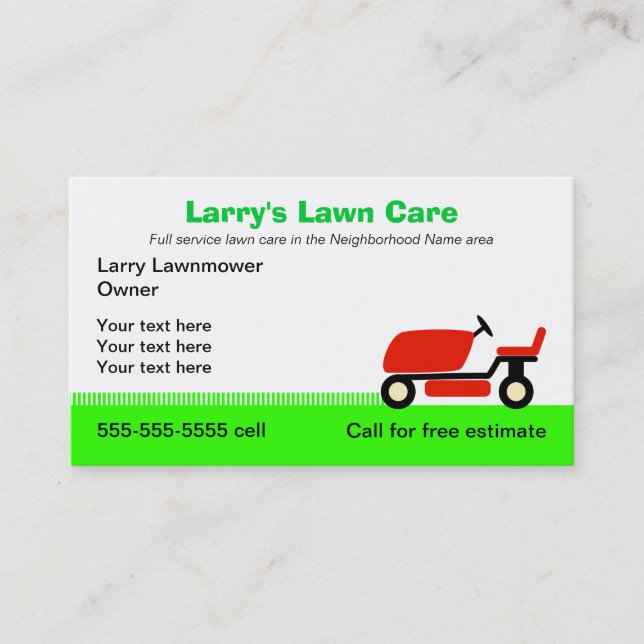 Lawn Care Services Business Card (Front)