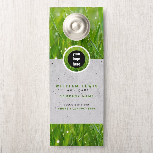 Lawn Care Simple Business Logo Landscape Door Hanger (On Knob)