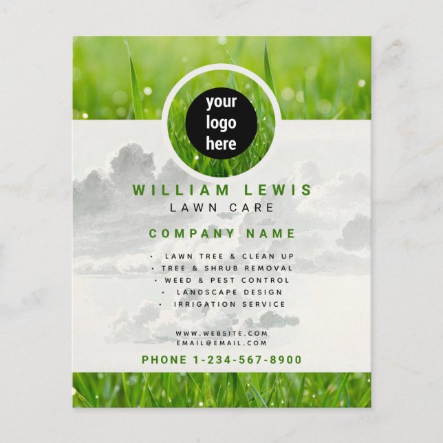 Lawn Care Simple Business Logo Landscaping  Flyer (Front)