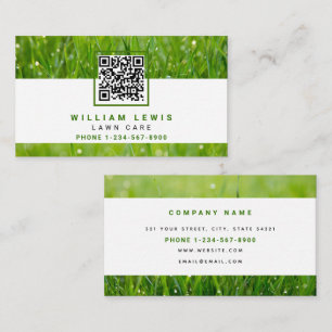 Lawn Care Simple Business QR Code Landscaping Card