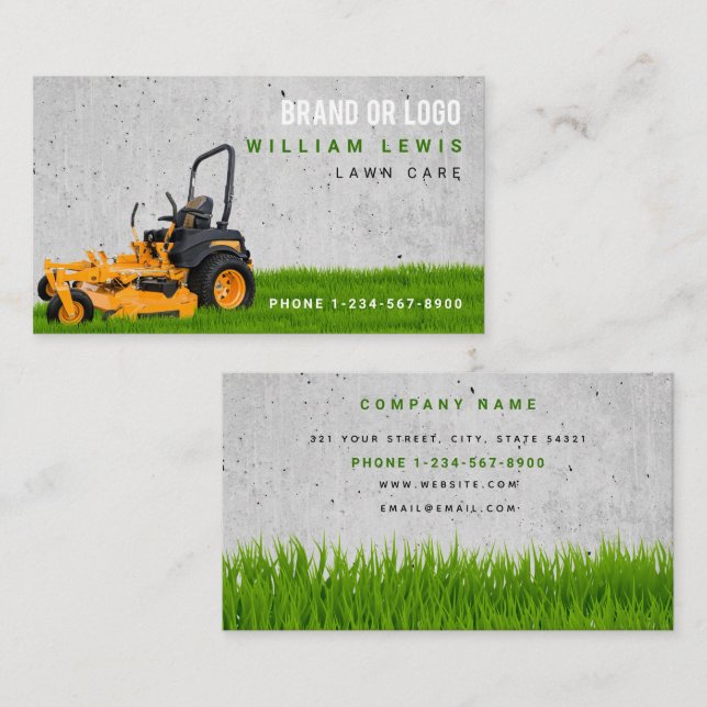 Lawn Care Simple Landscaping Mowing Business Logo Business Card (Front/Back)