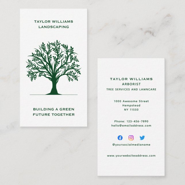 Lawn Care Tree Service Landscaping Social Media Business Card (Front/Back)