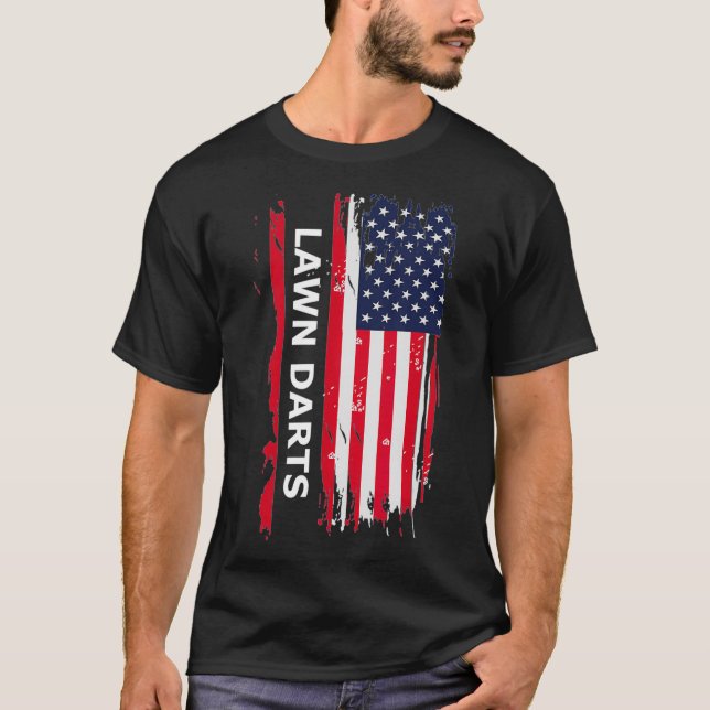 Lawn Darts USA Flag Mens  Women Gift T-Shirt (Front)
