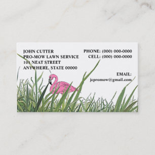LAWN FLAMINGO IN TALL GRASS ~ BUSINESS CARDS! CARD