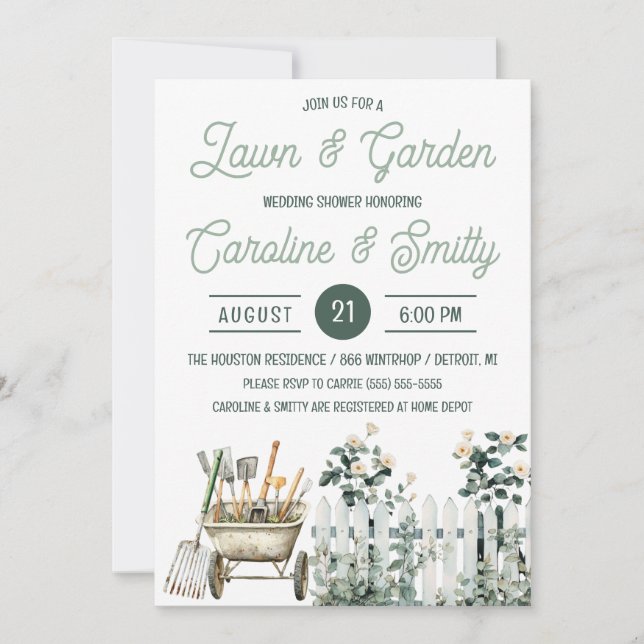 Lawn & Garden Wedding Shower, Bridal Shower Invitation (Front)