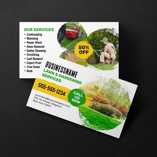 Lawn Gardening Landscaping Mowing Services Business Card (Creator Uploaded)
