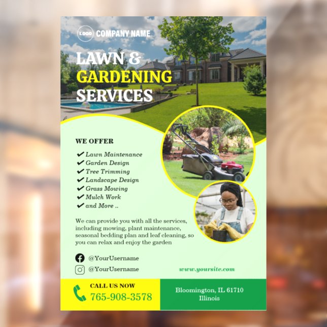 Lawn Gardening Services Window Cling (Sheet 2)