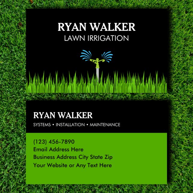 Lawn Irrigation Contractor Custom Business Card (Creator Uploaded)