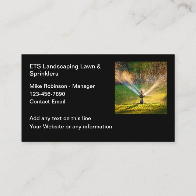 Lawn Landscaping And Sprinklers Business Cards (Front)