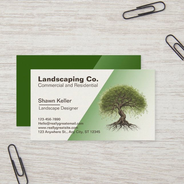 Lawn & Landscaping Cream/Green Business Card (Creator Uploaded)