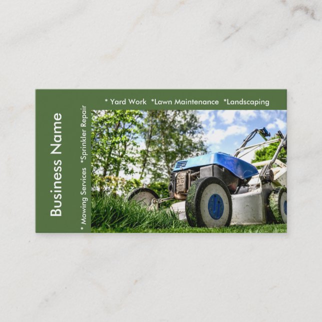 Lawn Maintenance and Services Business Card (Front)