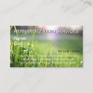 Lawn Maintenance & House Cleaning  Business Card