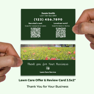 Lawn Maintenance Review & Thank You Combo Business Card