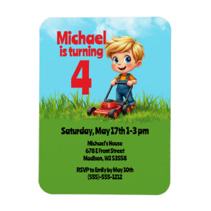 Lawn Mower Birthday Party Magnet