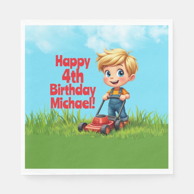 Lawn Mower Birthday Party Napkins (Front)