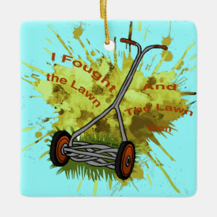 Lawn Mower  Ceramic Ornament
