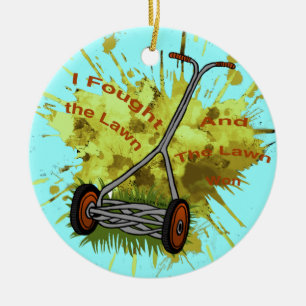 Lawn Mower Ceramic Tree Decoration
