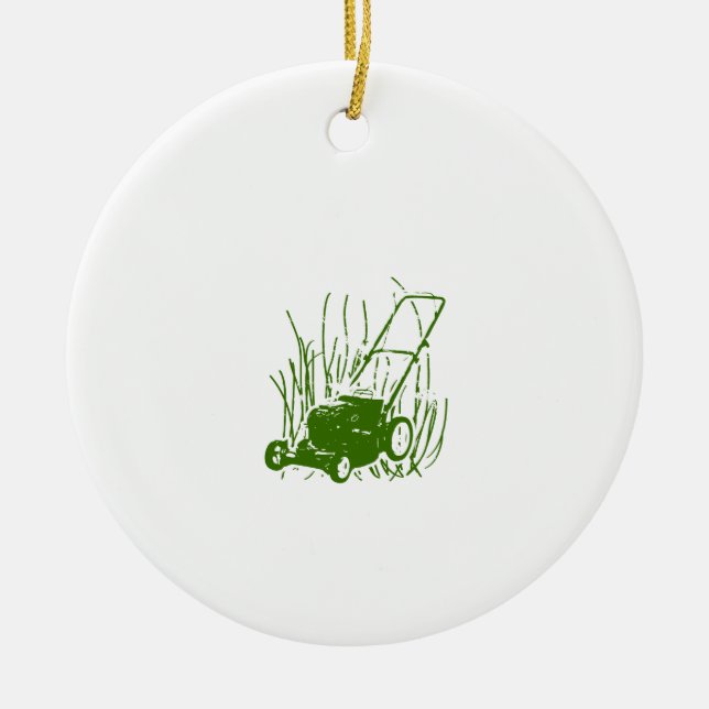 Lawn Mower Ceramic Tree Decoration (Front)